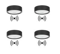 NOOKLOOK Downlights for Ceiling Lights with PIR Motion Sensor,Surface,7W | 5M PIR Motion+Daylight Sensor Ceiling Spotlights,Cool White,3cm Ultra Thin Design,Black Metal,4 Pack for Hallway Stair Closet