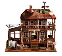 NookMaster Book Nook Kit - 3D Wooden Puzzle with Interactive LED Lights, DIY Miniature Decor for Adults & Teens, Enchanting Storytelling Bookshelf Insert（Cowboy Saloon）