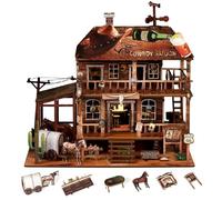 NookMaster Cowboy Saloon Book Nook Kit, DIY Miniature Dollhouse Kit