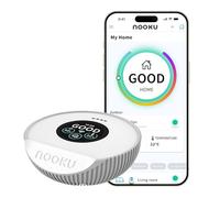Nooku Mini 5-in-1 Smart Indoor Air Quality Monitor | Tracks 5 metrics: eCO2, VOC, NOx, temp & humidity. Real-time app alerts, multi-room, compact design, no hub needed.