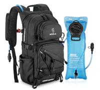 NOOLA Hydration Backpack with 3L Water Bladder - 25L Water Backpack for Hiking, Cycling, Running, Biking - Lightweight Hiking Pack Bag with Rain Cover, Phone Holder and Trekking Pole Holders, Black