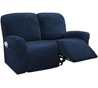 Noolpook, Recliner Sofa Cover 1/2/3 Seater Thick Suede All-inclusive Chair Stretch Waterproof Non-slip Slipcover Dustproof Massage Sofa Seat Protector (Navy,2 Seater)