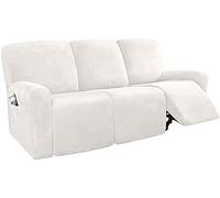 Noolpook, Recliner Sofa Cover 1/2/3 Seater Thick Suede All-inclusive Chair Stretch Waterproof Non-slip Slipcover Dustproof Massage Sofa Seat Protector (Ivory,3 Seater)