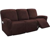 Noolpook, Recliner Sofa Cover 1/2/3 Seater Thick Suede All-inclusive Chair Stretch Waterproof Non-slip Slipcover Dustproof Massage Sofa Seat Protector (Brown,3 Seater)