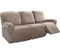 Noolpook, Recliner Sofa Cover 1/2/3 Seater Thick Suede All-inclusive Chair Stretch Waterproof Non-slip Slipcover Dustproof Massage Sofa Seat Protector (Taupe,3 Seater)