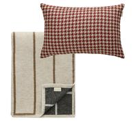 Noomi & Carmen Textile Set 1 Cushion + 1 Throw Red/Natural/Camel