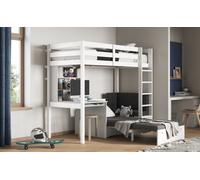 Noomi Eino High Sleeper With Futon & Desk White - Black