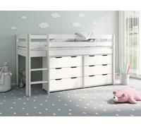Noomi Nora Solid Wood Mid Sleeper 6 Drawer Set White