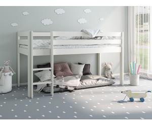 Noomi Nora Solid Wood Mid Sleeper Bed in White | Size: EU Single Noomi White EU Single