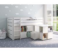 Noomi Nora Solid Wood Mid Sleeper Full Set in White | Size: EU Single Noomi White EU Single