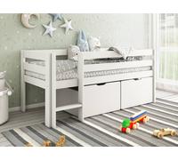 Noomi Shorty Mid Sleeper Bed with Crate Drawer Set in White | Size: Junior Noomi White Junior
