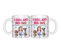 NOONATIVE A Girl and Her Dog A Bond That Can't Be Broken Mug,Personalized Coffee Mug with Woman and Dog Cartoon Design,Birthday Mothers Day Gift for Dog Mom,Dog Owner,Dog Lover