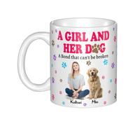NOONATIVE A Girl and Her Dog A Bond That Can't Be Broken Mug,Personalized Coffee Mug with Woman and Dog Photo,Birthday Mothers Day Gift for Dog Mom,Dog Owner,Dog Lover