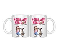 NOONATIVE A Girl and Her Dog A Bond That Can't Be Broken Mug,Personalized Coffee Mug with Woman and Dog Cartoon Design,Birthday Mothers Day Gift for Dog Mom,Dog Owner,Dog Lover
