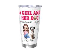 NOONATIVE A Girl and Her Dog A Bond That Can't Be Broken Tumbler,Personalized Insulated Tumbler with Woman and Dog Cartoon Design,Birthday Mothers Day Gift for Dog Mom,Dog Owner,Dog Lover
