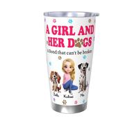 NOONATIVE A Girl and Her Dog A Bond That Can't Be Broken Tumbler,Personalized Insulated Tumbler with Woman and Dog Cartoon Design,Birthday Mothers Day Gift for Dog Mom,Dog Owner,Dog Lover