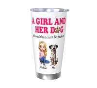NOONATIVE A Girl and Her Dog A Bond That Can't Be Broken Tumbler,Personalized Insulated Tumbler with Woman and Dog Cartoon Design,Birthday Mothers Day Gift for Dog Mom,Dog Owner,Dog Lover