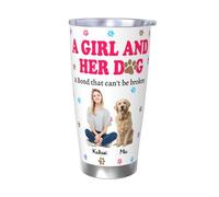 NOONATIVE A Girl and Her Dog A Bond That Can't Be Broken Tumbler,Personalized Insulated Tumbler with Woman and Dog Photo,Birthday Mothers Day Gift for Dog Mom,Dog Owner,Dog Lover