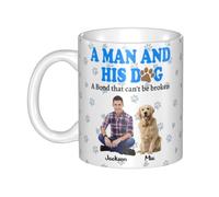NOONATIVE A Man and His Dog A Bond That Can't Be Broken Mug,Personalized Coffee Mug with Man and Dog Photo,Birthday Fathers Day Gift for Dog Dad,Dog Owner,Dog Lover