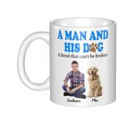 NOONATIVE A Man and His Dog A Bond That Can't Be Broken Mug,Personalized Coffee Mug with Man and Dog Photo,Birthday Fathers Day Gift for Dog Dad,Dog Owner,Dog Lover