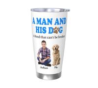 NOONATIVE A Man and His Dog A Bond That Can't Be Broken Tumbler,Personalized Insulated Tumbler with Man and Dog Photo,Birthday Fathers Day Gift for Dog Dad,Dog Owner,Dog Lover