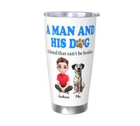 NOONATIVE A Man and His Dog A Bond That Can't Be Broken Tumbler,Personalized Insulated Tumbler with Man and Dog Cartoon Design,Birthday Fathers Day Gift for Dog Dad,Dog Owner,Dog Lover