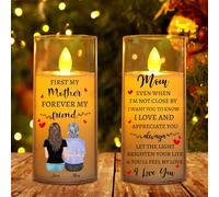 NOONATIVE First My Mother Forever My Friend Candle,Personalized Custom LED Flameless Candle with Name Portrait,Mother's Day Gift for Mom Grandma