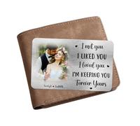 NOONATIVE I Met You I Liked You I Loved You Wallet Card,Personalized Custom Couple Wallet Card with Portrait Name,Gift for Boyfriend Girlfriend Husband Wife Valentine's Day Anniversary