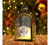 NOONATIVE In Loving Memory Personalized LED Candle Lantern with Photo, Memorial Candle Holder, Sympathy Gift for Loss of Loved One, Glass, Style 3