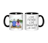 NOONATIVE Like Father Like Daughter Oh Crap Mug,Personalized Custom Coffee Mug with Name Portrait,Birthday Fathers Day Gift for Dad