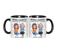 NOONATIVE Mother & Daughter A Bond That Can't Be Broken Cup,Personalized Custom Coffee Mugs with Name Cartoon Portrait,Birthday Mothers Day Gift for Mom