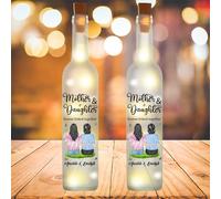 NOONATIVE Mother & Daughter Forever Linked Together Bottle Lamp,Personalized Custom Wireless Bottle Lamp with Portrait & Name,Mothers Day Birthday Gift for Mom