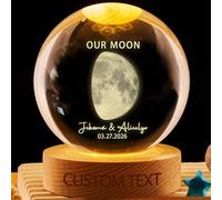 NOONATIVE Personalized Couple Moon Phase Crystal Globe Lamp,Custom Real Moon Phase Crystal Ball LED Night Light with Name Date,Anniversary Valentines Day Gifts for Her Him Couple