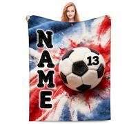 NOONATIVE Personalized Soccer Throw Blanket,Custom Flannel Football Blanket with Name Number,Soft Lightweight Throw Blankets for Sofa Couch Bed Room,Gift for Team Players Soccer Lovers Boys Coaches