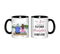 NOONATIVE The Love Between A Father & Daughter is Forever Mug,Personalized Custom Coffee Mug with Name Portrait,Birthday Fathers Day Gift for Dad