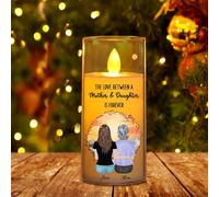 NOONATIVE The Love Between A Mother & Daughter is Forever Candle,Personalized Custom LED Flameless Candle with Name Portrait,Mother's Day Gift for Mom Grandma Daughter