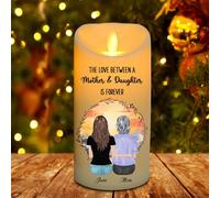 NOONATIVE The Love Between A Mother & Daughter is Forever Candle,Personalized Custom LED Flameless Candle with Name Portrait,Mother's Day Gift for Mom Grandma Daughter