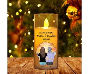 NOONATIVE The Love Between A Mother & Daughter is Forever Candle,Personalized Custom LED Flameless Candle with Name Portrait,Mother's Day Gift for Mom Grandma Daughter