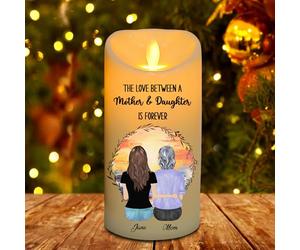 NOONATIVE The Love Between A Mother & Daughter is Forever Candle,Personalized Custom LED Flameless Candle with Name Portrait,Mother's Day Gift for Mom Grandma Daughter