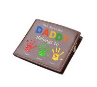 NOONATIVE This Awesome Daddy Belongs to Personalized Leather Wallet,Custom Double-Sided Printed Bifold Wallets with Engraved Name and Portrait,Fathers Day Birthday Gifts for Daddy Dad Grandpa