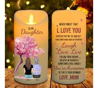 NOONATIVE to My Daughter Candle,Personalized Custom LED Flameless Candle with Name Portrait,Gift for Daughter