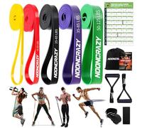 nooncrazy Resistance Bands Set, Pull Up Assistance Bands 5 Different Levels with Handles & Door Anchor & Training Poster, Gym Bands for Strength Training, Yoga, Muscle Toning for Men and Women