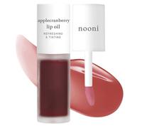 NOONI Korean Hydrating Lip Oil - Applecranberry | Long-Lasting, Moisturising, Plumping, Revitalising for Dry Lips, Waterproof, No Peel Off, Hydrating, Nourishing Crystal Clear, red tint, 0.12 FL Oz
