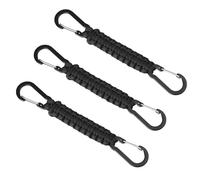 Noopel Paracord Keychain with Carabiner Clips 3 Pack, Paracord Keyring Clip with D Ring Hanger for Camping, Hiking, Fishing, Or as A Key Organiser for Men (Black)