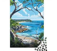 Noosa National Park Australia Coastal View Jigsaw Puzzle 1000 Pieces, Old Europe Travel Artwork, Premium Paper Puzzle, Decorative Artwork for Home Décor Fans, Paper Board, 52x38cm/1000pcs