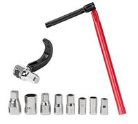 Noosverl 10Pcs Red Basin Wrench Set, Tap Spanner Kit with 8-17mm Sockets & Rotating Claw, Under Sink Plumbing Tool for Bathroom Kitchen Tap Installation, Pipe Repair & Faucet Maintenance