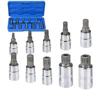 Noosverl 10pcs Spline Socket Set, Triple Square Socket Bits,Spline Socket Bit m10 3/8" 1/4'' 1/2'' sq Drive M4 / M5 / M6 / M8 / M9 / M10 / M12 / M14 / M16 / M18 for Home Maintenance DIY