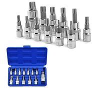 Noosverl Torx Bit Sets,13pcs Torx Bit Socket Set,t45 torx bit 1/4, CR-V Chrome Vanadium Star Bit Socket Set T8-T70, Torx Bit Sets |3 Size, 1/2", 3/8", 1/4" Heavy Duty Tools for Cars, Trucks Repair