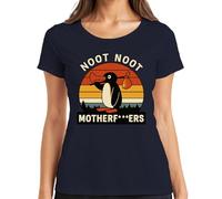 Noot Noot Motherf***ers Retro Penguin Sunset Vintage Women's T-Shirt, navy, S