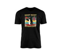 Noot Noot Motherf*****s T-Shirt - Funny TV Themed Penguin Quote Swearing Novelty Tee Top Design 100% Combed Cotton High Density Extreme Comfort (Black Prime, L)